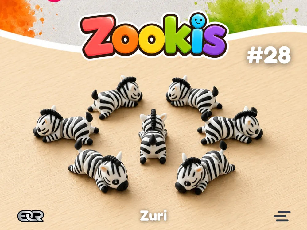 Zookie Mini Wigglitz Juguetes (Zebra) 12 PCS